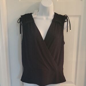 NWT White House Black Market Black Wrap Blouse